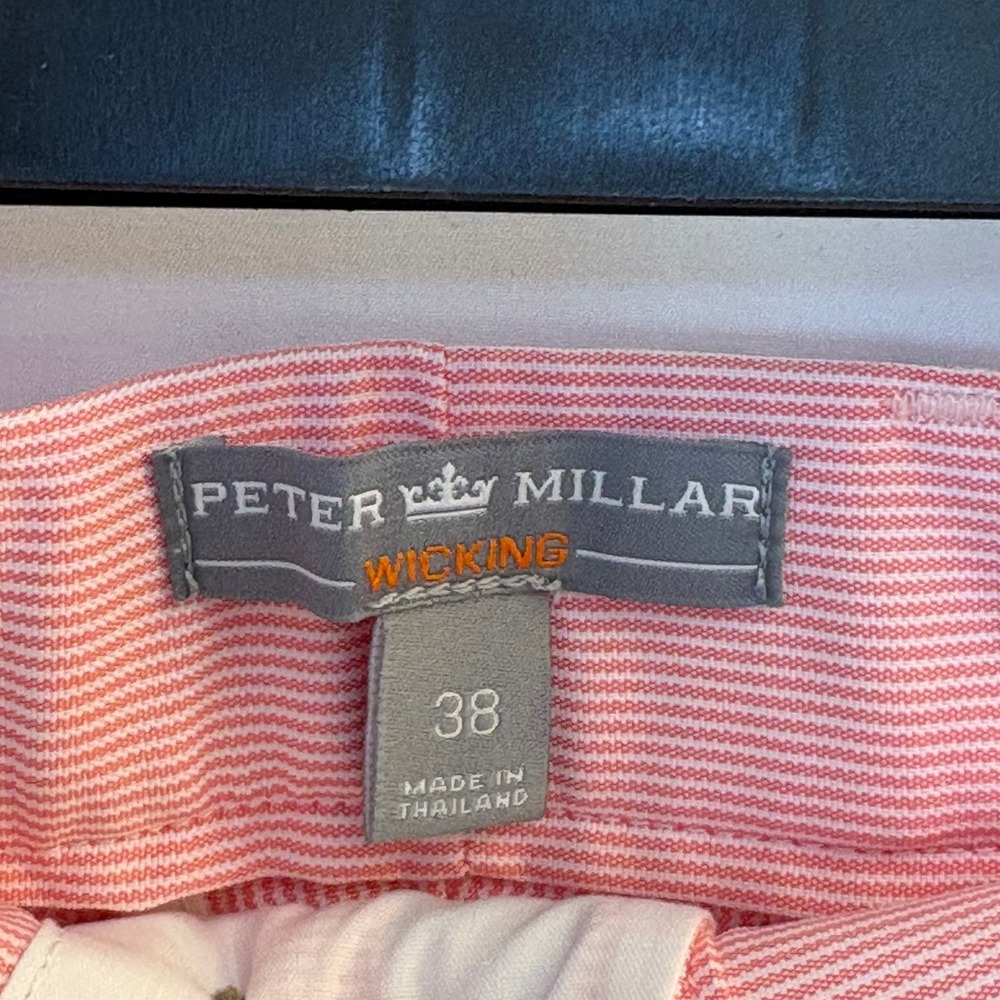 Peter Millar Golf Shorts Wicking Seersucker Striped Mens 38 Pink White 9" Inseam - Picture 3 of 7
